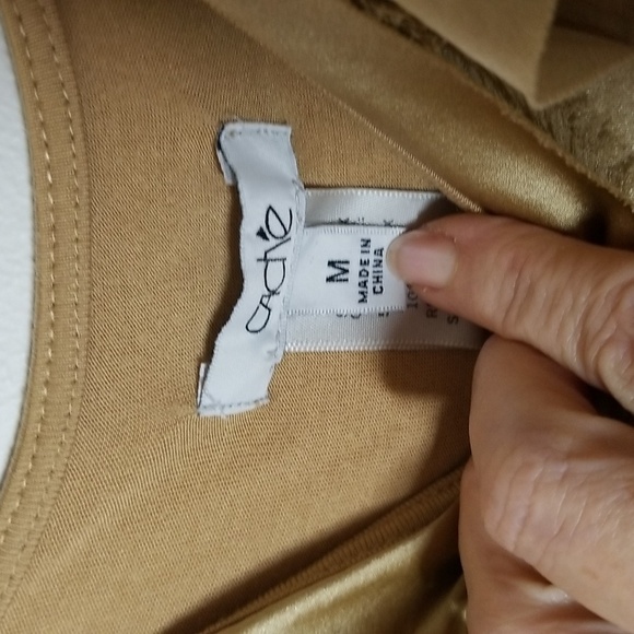 Cache Womens Layered Ruffled Gold Strap Top Sz Med - Picture 3 of 5